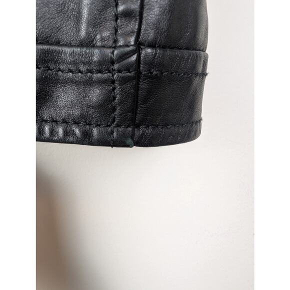 Vintage HUGO Hugo Boss Y2K Paneled Leather Mini Skirt Black XS S - Picture 9 of 9